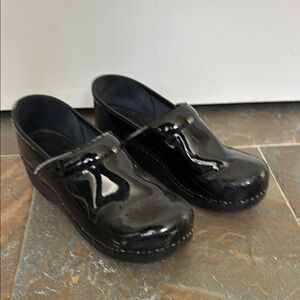 Black Patent Leather Clogs